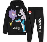 Pokemon Conjunto Chándal Niño - Sudadera con Capucha y Pantalones Niños (Negro, 7-8 Años)