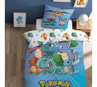 Pokemon Conjunto de cama infantil, algodón, funda de almohada cuadrada. Talla Cama 90cm (140x200cm). Color Otros