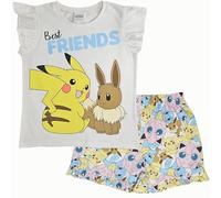 Pokémon Conjunto de Pijama Corto Pikachu & Eevee con Mangas con Volantes para niña 100% algodón 6-7 años