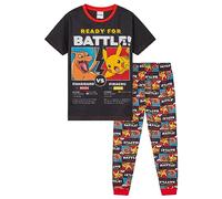 Pokémon Conjunto de Pijamas Niños - Incluye Camiseta de Manga Larga y Pantalones Largos, para Adolescentes y Niños de 4 a 14 años (Negro/Multicolor, 6-7 años)