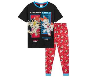 Pokémon Conjunto de Pijamas Niños - Incluye Camiseta de Manga Larga y Pantalones Largos, para Adolescentes y Niños de 4 a 14 años (Negro/Rojo, 13-14 años)
