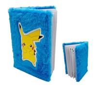Pokémon - Cuaderno de peluche Pikachu azul claro - Diario íntimo y cuaderno de notas suave - Cuaderno con tapa de peluche con páginas lineadas - Licencia oficial para regalo infantil