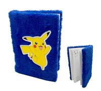 Pokémon - Cuaderno de peluche Pikachu azul marino - Diario íntimo y cuaderno de notas suave - Cuaderno con tapa de peluche con páginas lineadas - Licencia oficial para regalo infantil