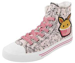 Pokémon Eevee - Cupcake Mujer Deportivas Altas Rosa-Blanco Textil