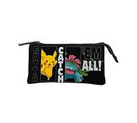 Pokémon - Estuche Juvenil, Portatodo Triple con Cremallera, Color Negro (CyP Brands)