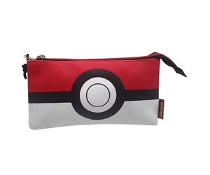 Pokémon- Estuche Triple, Portatodos, 5 Compartimentos, Material Escolar, Estuche, Pokeball, Color Blanco y Rojo, Producto Oficial (CyP Brands)