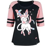 Pokémon Feelinara Mujer Camiseta Manga Larga Negro/Rosa S 100% algodón Ancho