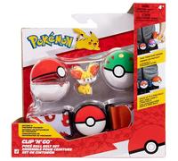 Pokémon Fenniken Clip 'N' Go Belt Set - Figura de Batalla Fenniken de 5 cm con Poké Ball, Bola de Amigo y cinturón temático Tipo Fuego