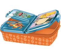 Pokemon Fiambrera para niños con 3 compartimentos, fiambrera de plástico con cierres de clip, caja para vivero, escuela y ocio