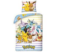 Pokemon Funda Edredón Individual Juego 100% Algodón Pikachu Infantil Reversible