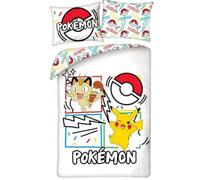 Pokémon Funda Nórdica Cama 90 140x200 + Funda Almohada Pikachu Meowth Niño | Ropa de cama reversible | Microfibra suave secado rápido Oeko-Tex | Licencia Pokémon | 4-12 | Regalo | Lavable a máquina