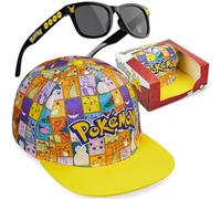 Pokemon Gorra Niño con Gafas de Sol Niño UV400 6-14 Años Set, Gorra Infantil de Verano con Gafas de Sol Niños, Regalo para Gamer (Amarillo/Multi Pokemon Set)
