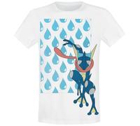 Pokémon Greninja - Water Drop Hombre Camiseta Blanco XL 100% algodón Regular