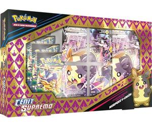 Pokémon JCC Colección prémium con tapete Morpeko V-UNIÓN de Cenit Supremo, 4 Cartas, 1 Carta de Gran tamaño y 5 Paquetes de Mejora