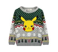 Pokémon Jersey navideño para niños | Opciones de Estilo Suéter de Punto de Manga Larga Festivo Pikachu para niños | Jersey de Punto cálido | Regalo de mercancía de Temporada