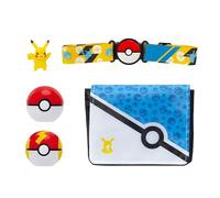 Pokémon Pikachu Clip 'N' Go Bandolier Set - Figura de Batalla Pikachu de 2 Pulgadas con Poke Ball y Fast Ball más cinturón temático y Bandolier