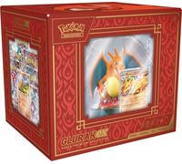 Pokémon - Juego de Cartas coleccionables: colección Super Premium Glurak-ex (3 Cartas promocionales holográficas, 1 Figura de visualización de Cartas y 10 Paquetes de Refuerzos)
