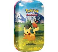 Pokémon - Juego de Cartas coleccionables: Mini Caja de hojalata Mega-Desarrollo - Héroes sublimes: Pikachu y Floink (1 Hoja de Pegatinas, 1 Carta Pokémon y 2 Paquetes de Refuerzos)