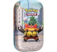 Pokémon - Juego de Cartas coleccionables: Mini Caja de Lata Illumina City: Flambirex e Iscalar (2 Paquetes de Refuerzo, 1 Tarjeta de Imagen y 1 Hoja de Pegatinas)