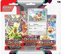 Pokémon - Juego de Cartas coleccionables: Paquete de 3 (Evoli) carmesí y púrpura - Llamas de obsidiana (3 Paquetes de Refuerzo y 1 Carta Promocional holográfica)
