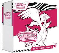 Pokémon - Juego de cartas coleccionables: Top Trainer Box Carmesin & Purple - Llamas blancas: Reshiram (1 carta promocional de pantalla completa con boreos, 9 paquetes de refuerzo y accesorios premium