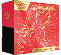 Pokémon - Juego de cartas coleccionables Top Trainer Box Crimson & Purple (Koraidon) (9 paquetes de refuerzo y accesorios premium), versión alemana