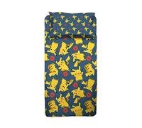 Pokemon - Juego de sábanas para Cama Individual de una Plaza, sábana encimera, sábana Bajera con Esquinas, Funda de Almohada, 100% algodón, Producto Oficial