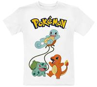 Pokèmon Original Trio Unisex Camiseta Blanco 134/140, 100% algodón,