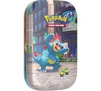 Pokémon: Minicaja coleccionable Luminopoli (Feraligatr y Budew) del GCC Pokémon (2 sobres de expansión, 1 carta con la ilustración Pokémon de la minicaja y 1 hoja de pegatinas), Ed. italiano