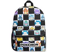 Mochila infantil de Pok?mon con bolsillo para botella de agua para viajes deportivos escolares - Regalos de anime (negro/blanco)