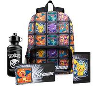 Pokémon Mochila Escolar Set Mochilas Escolares 4 Piezas con Botella de Agua Bolsa Almuerzo Estuche Infantil o Cartera Anime Material Escolar (Multi Set 4 Pzs)