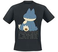 Pokémon Munchlax - Maybe Later Hombre Camiseta Negro XL 100% algodón Regular