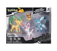 Pokémon Pack evolución Select - Incluye una Figura Eevee de 5 cm, además de Las Figuras de Batalla Leafeon, Glaceon y Sylveon de 7,5 cm, con Acabado Exclusivo