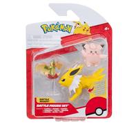 Pokémon Paquete de 3 Figuras de acción Incluye Las Figuras de acción de 5 cm Clefairy y Flapple, y de 7,5 cm Jolteon