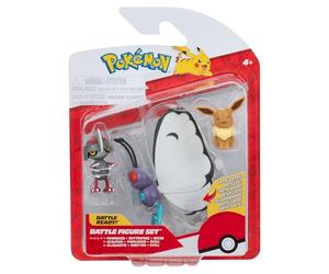 Pokémon Paquete de 3 Figuras de acción Incluye Las Figuras de acción de 5 cm Eevee y Pawniard, y de 7,5 cm Butterfree