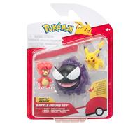 Pokémon Paquete de 3 Figuras de Batalla: Cuenta con Pikachu y Magby de 2 Pulgadas y Figuras de Batalla Gastly de 3 Pulgadas