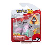 Pokemon - Paquete de 3 Figuras de Batalla de Snorunt, Pikipek y Ponyta Galarian de 3 Pulgadas, Color Negro
