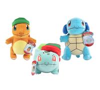 Pokemon - Paquete de 3 peluches navideños navideños de 8 pulgadas, Charmander, Squirtle, Bulbasaur, Generación 1, con licencia oficial, juguetes de figura de animal de peluche suave, regalo para