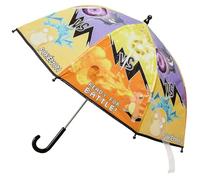 Pokemon - Paraguas para niños con licencia oficial, listo para la batalla, diseño con Pikachu Charmander Psyduck y Gengar personajes Rain Brolly para niños y niñas, toldo ligero y suave de 8 paneles
