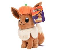 Pokémon Peluche Eevee con calabaza, peluche Eevee de 8 pulgadas con accesorio único