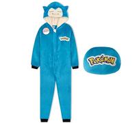 Pokémon Pijama Cuerpo Entero Niño y Adolescente con Capucha, Onesie Invierno Gengar Snorlax 2 en 1 Que se Convierte en Cojín (7-8 Años, Azul Snorlax Cushion)