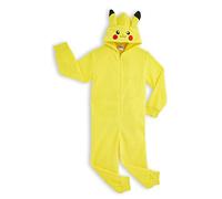 Pokémon Pijama Cuerpo Entero Niño y Adolescente con Capucha, Onesie Invierno Pikachu, Monos de Dormir Niño Anime (13-14 Años, Amarillo Pikachu)