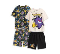 Pokémon Pijama multicolor de Pikachu, Gengar y Charizard para niño (paquete de 2) | Pijama de manga corta y pierna corta | Ropa de dormir con estampado gráfico | Pijamas infantiles de dibujos animados