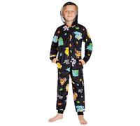 Pokémon Pijama Niño Entero - Pijama Niño, Onesie Cierre Cremallera Completo, Edad 4-14 Años, Regalo Navidad (Negro AOP, 9-10 años)