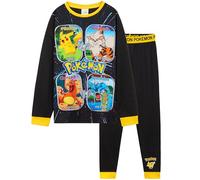 Pokemon Pijama Niño Invierno Pijama Pikachu Chico con Camiseta Niño Manga Larga y Pantalon Ropa de Dormir Infantil Regalos para Niños (Amarillo/Negro, 11-12 Años)