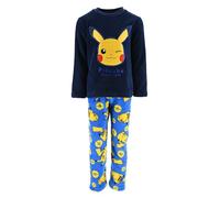 Pokémon Pijamas para Niño, Camiseta y Pantalon Largo Conjunto 2 Piezas para Niño, Diseño Pikachu Pijama Polar Suave, Talla 8 Años | Azul