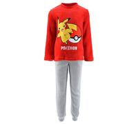 Pokémon Pijamas para Niño, Camiseta y Pantalon Largo Terciopelo para Niño, Pikachu Pijama Polar Suave, Talla 8 Años | Rojo
