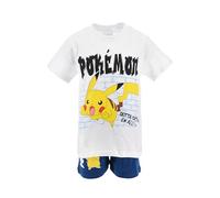 Pokemon Pijamas para Niños, Diseño Pikachu Camiseta y Pantalón Corto Conjunto 2 Piezas, Regalo para Niños, Tallas 10 Años
