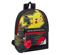 Pokémon Pikachu Catch 'Em All Roxy - Mochila con botella de agua plegable, licencia oficial, 39 x 31 x 12 cm, poliéster duradero, correas acolchadas ajustables, hidratación sobre la marcha, para