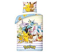 POKEMON Pikachu EEVEELUTIONS EEVEE - Juego de cama Funda nórdica 140 x 200 cm + Funda de almohada 70 x 90 cm - Reversible - 100% POLIÉSTER - Multicolor